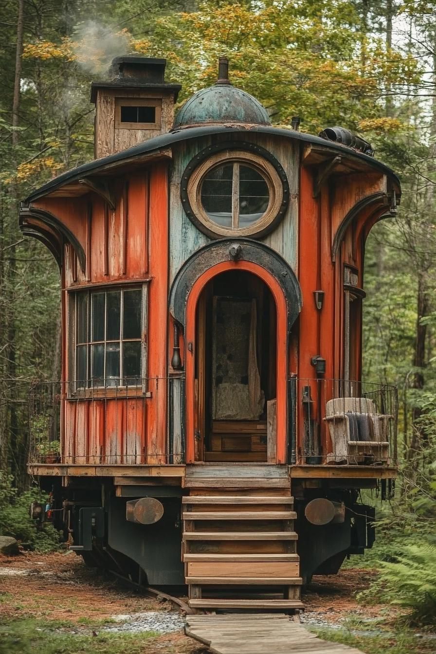 Whimsical Forest Train-Car Cabin