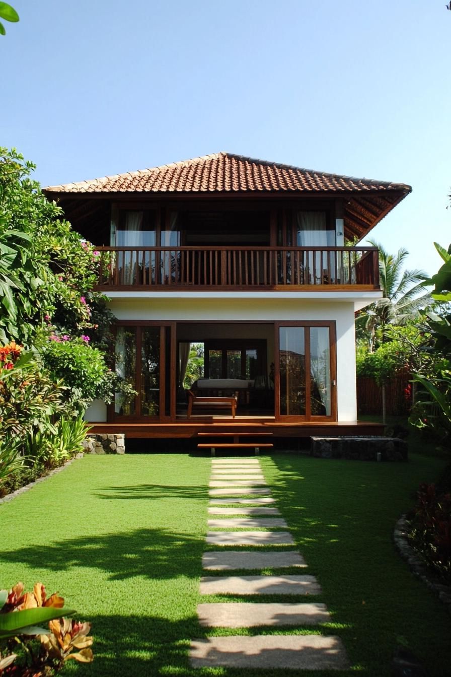 Traditional Balinese house with lush greenery