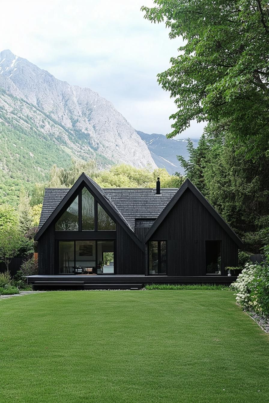 Chic Scandinavian house with mountain backdrop