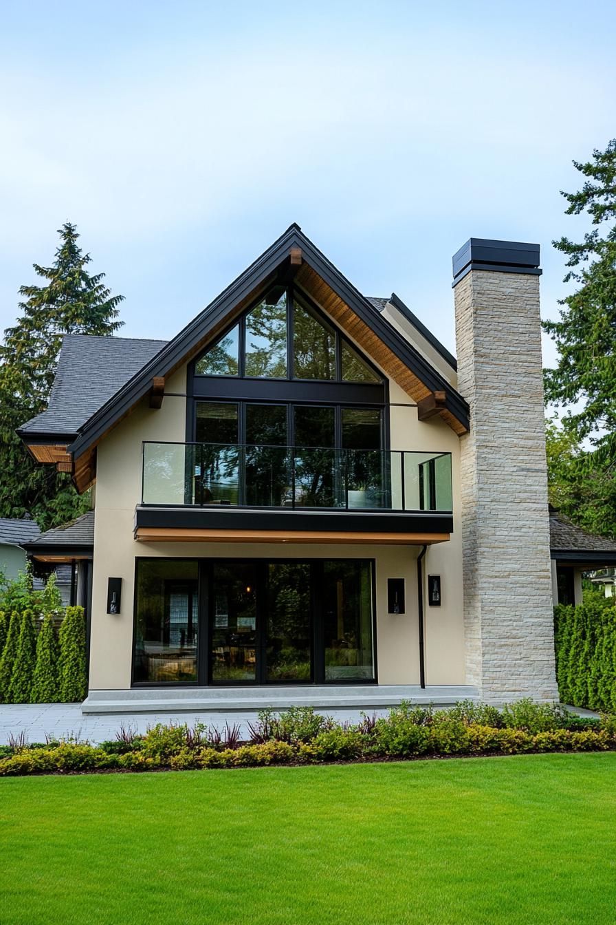 Modern A-Frame House with Large Glass Windows