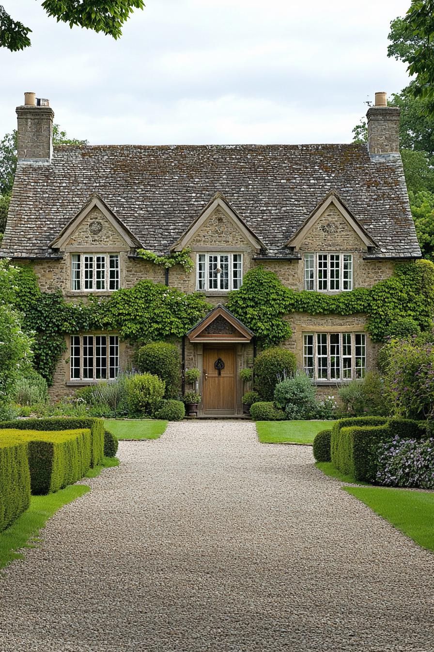 Stony Facade and Ivy Elegance