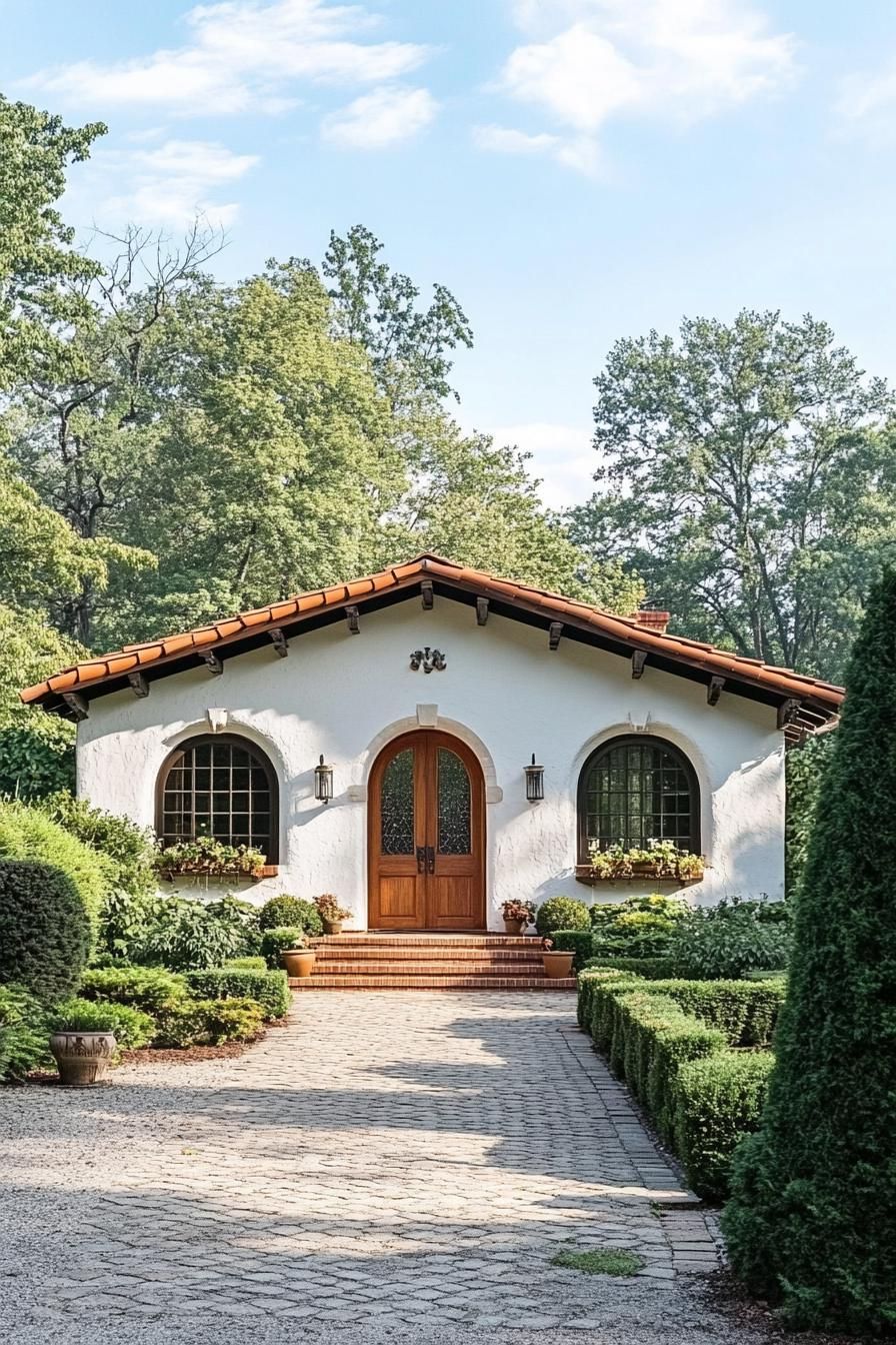 Small Spanish-style bungalow with arched windows