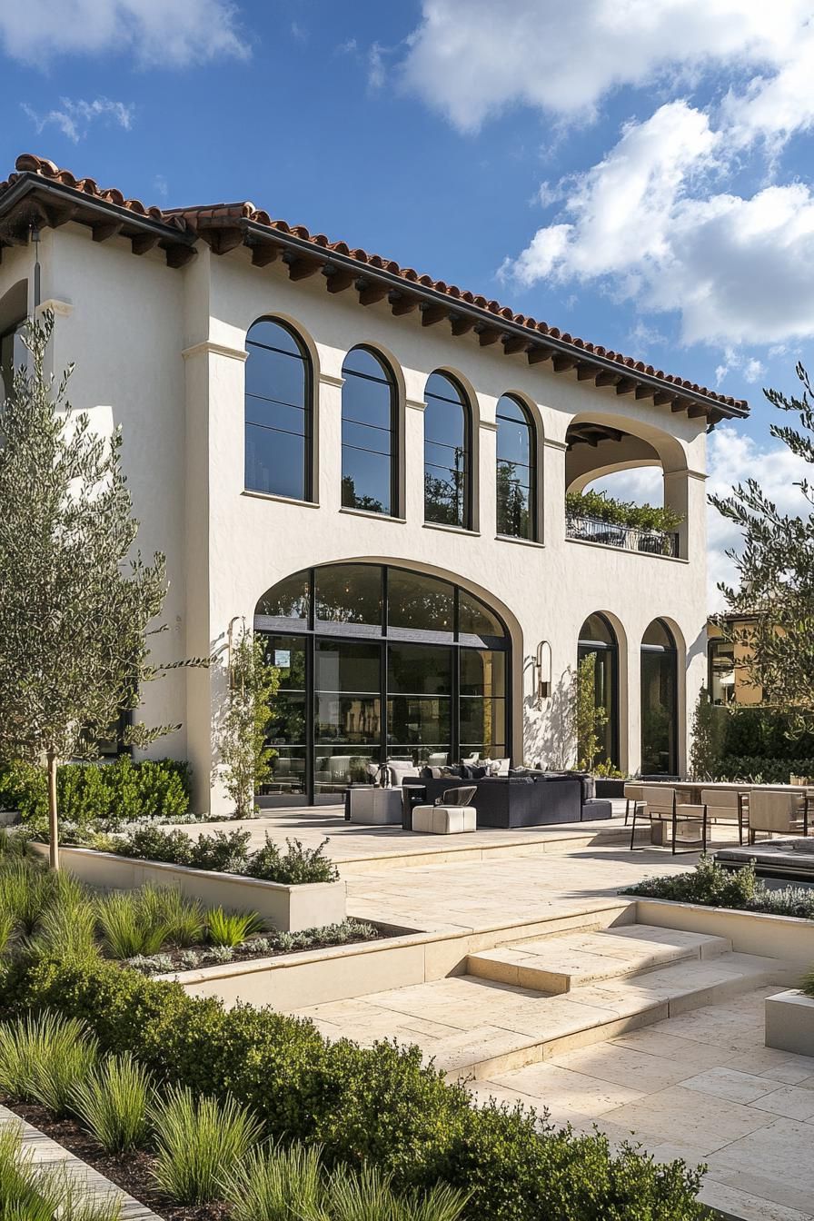 Elegant Mediterranean villa with arched windows