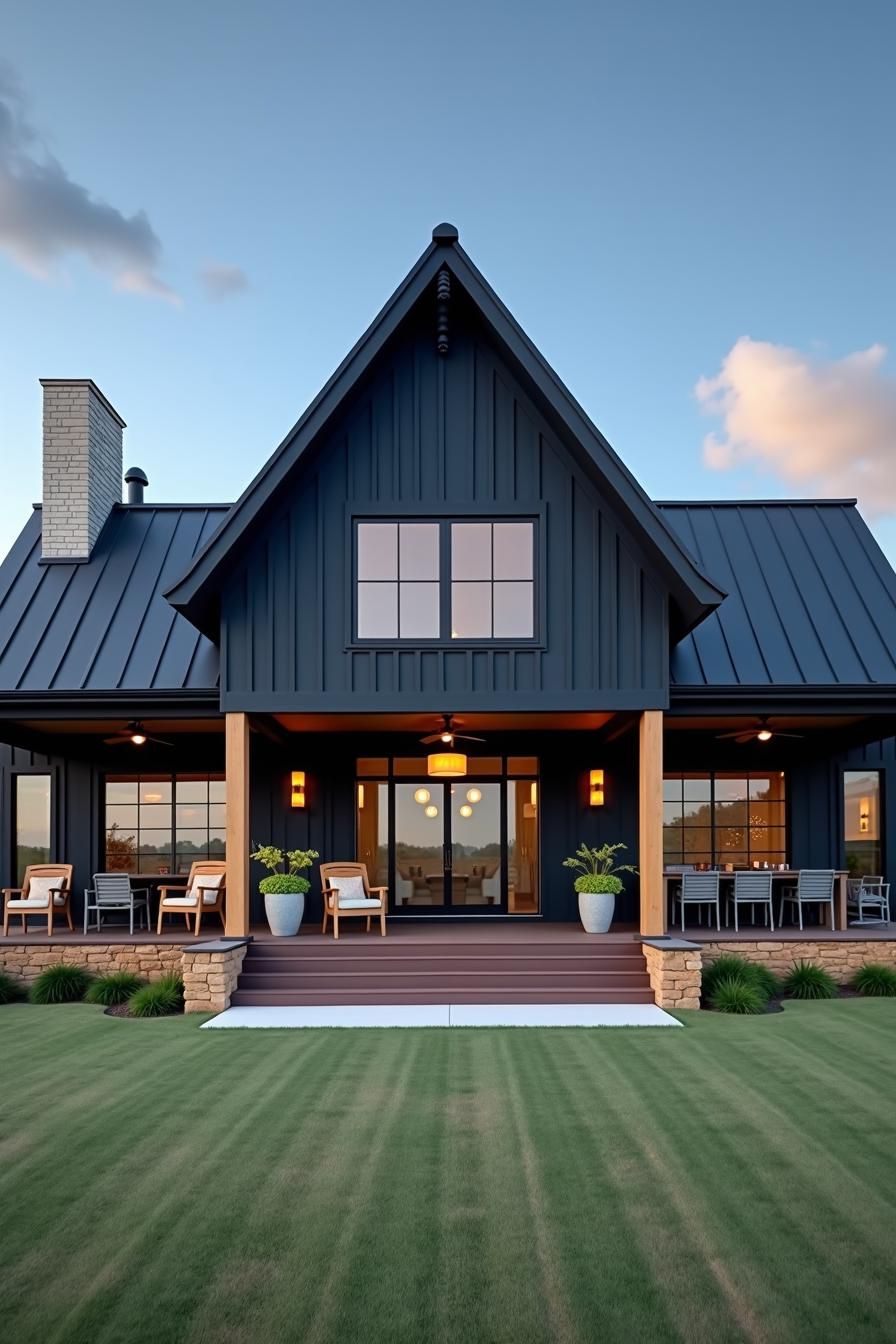 Modern rancher with steep gable and inviting porch