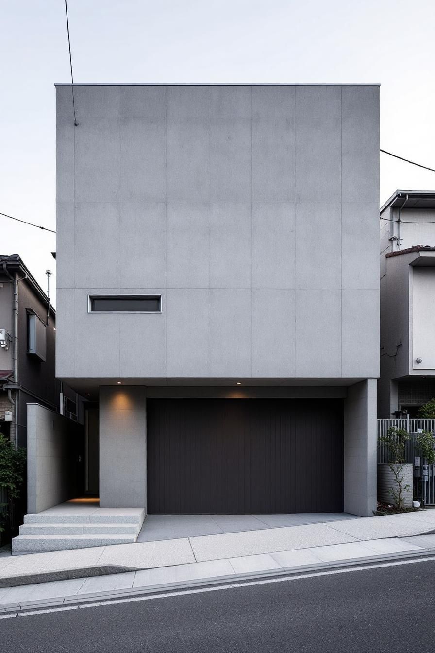 Minimalist urban house with smooth concrete facade