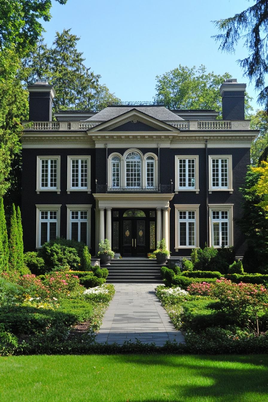 Classical mansion with lush garden