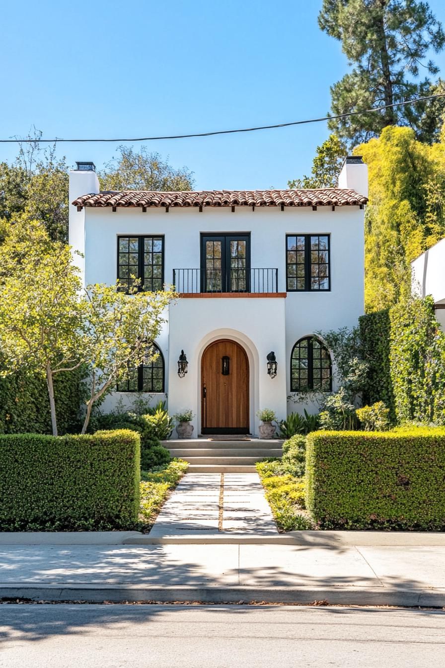 White Spanish villa with lush greenery