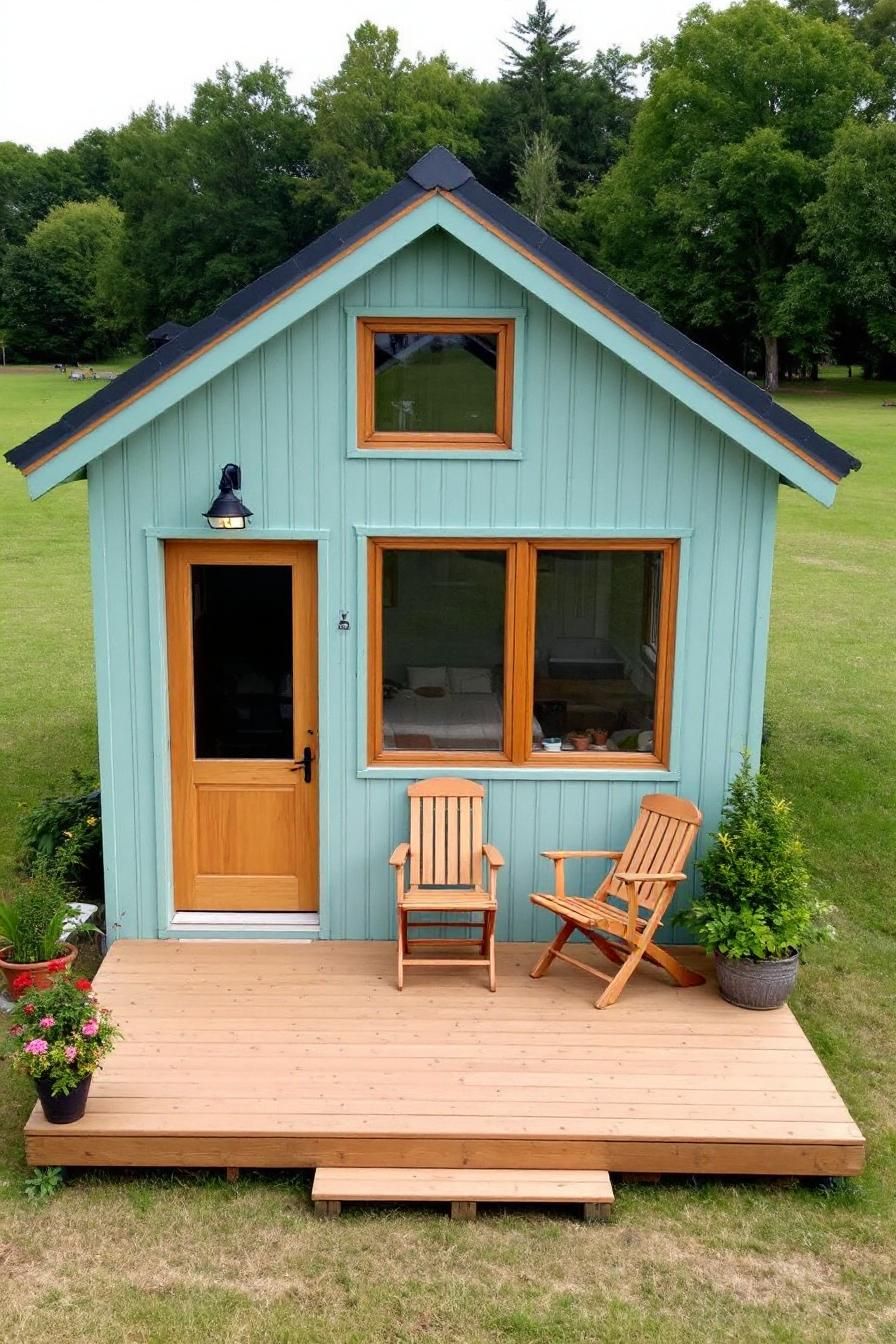 Aqua Escape with a Wooden Porch
