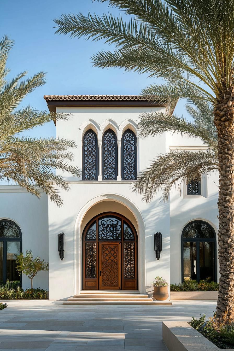 Elegant Arabic house with palm trees