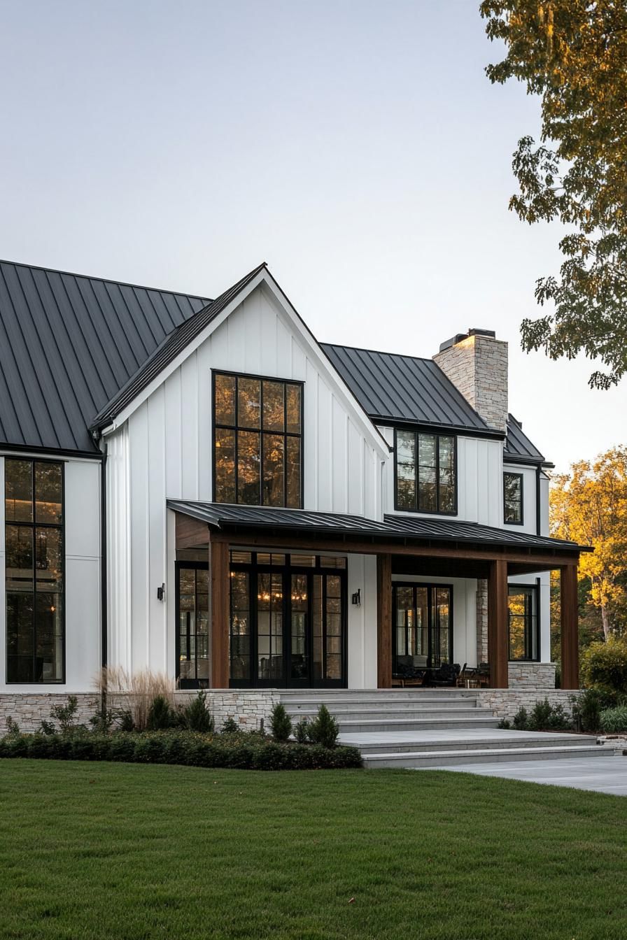 Stylish white house with black trim