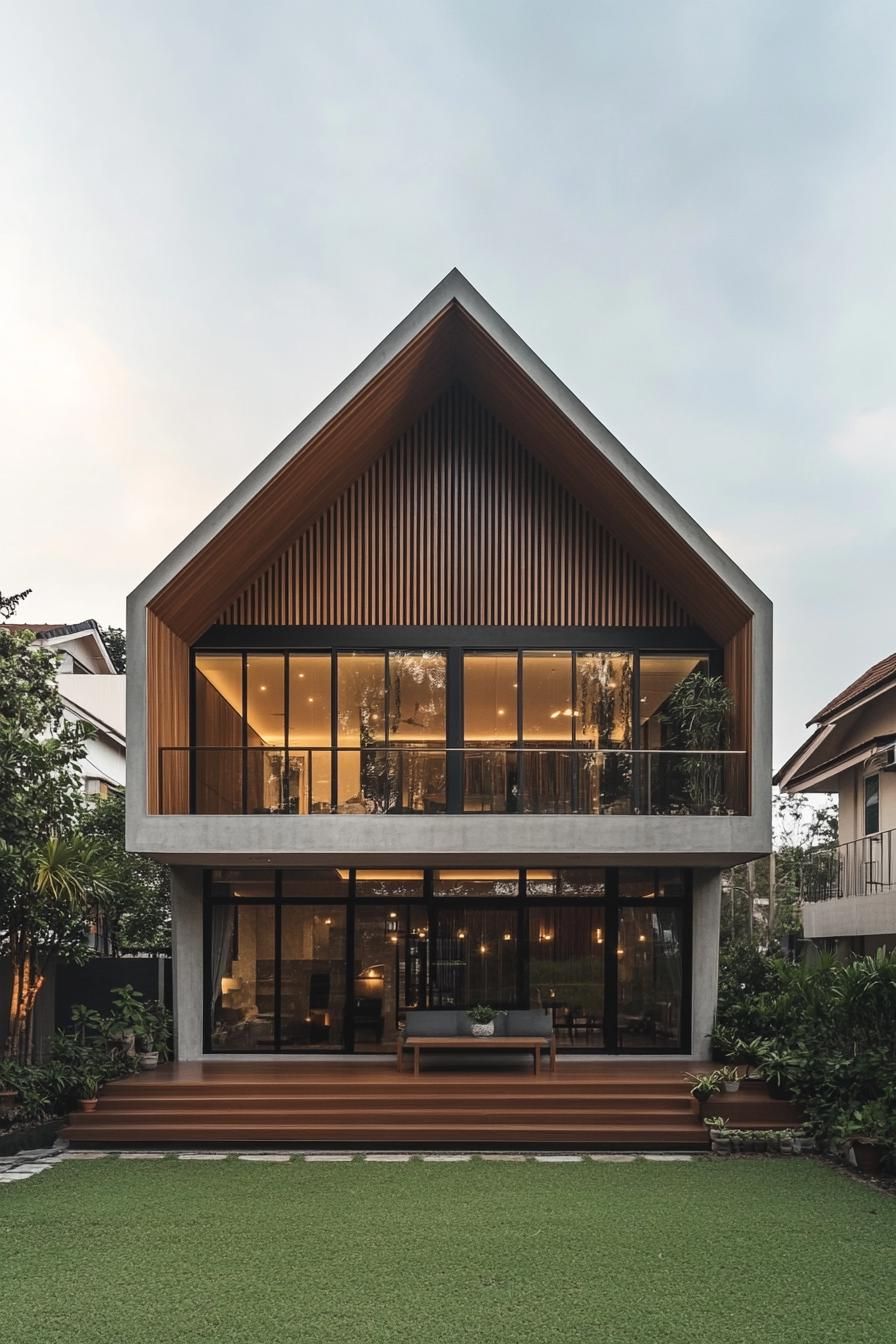 Modern house with a striking triangular roof