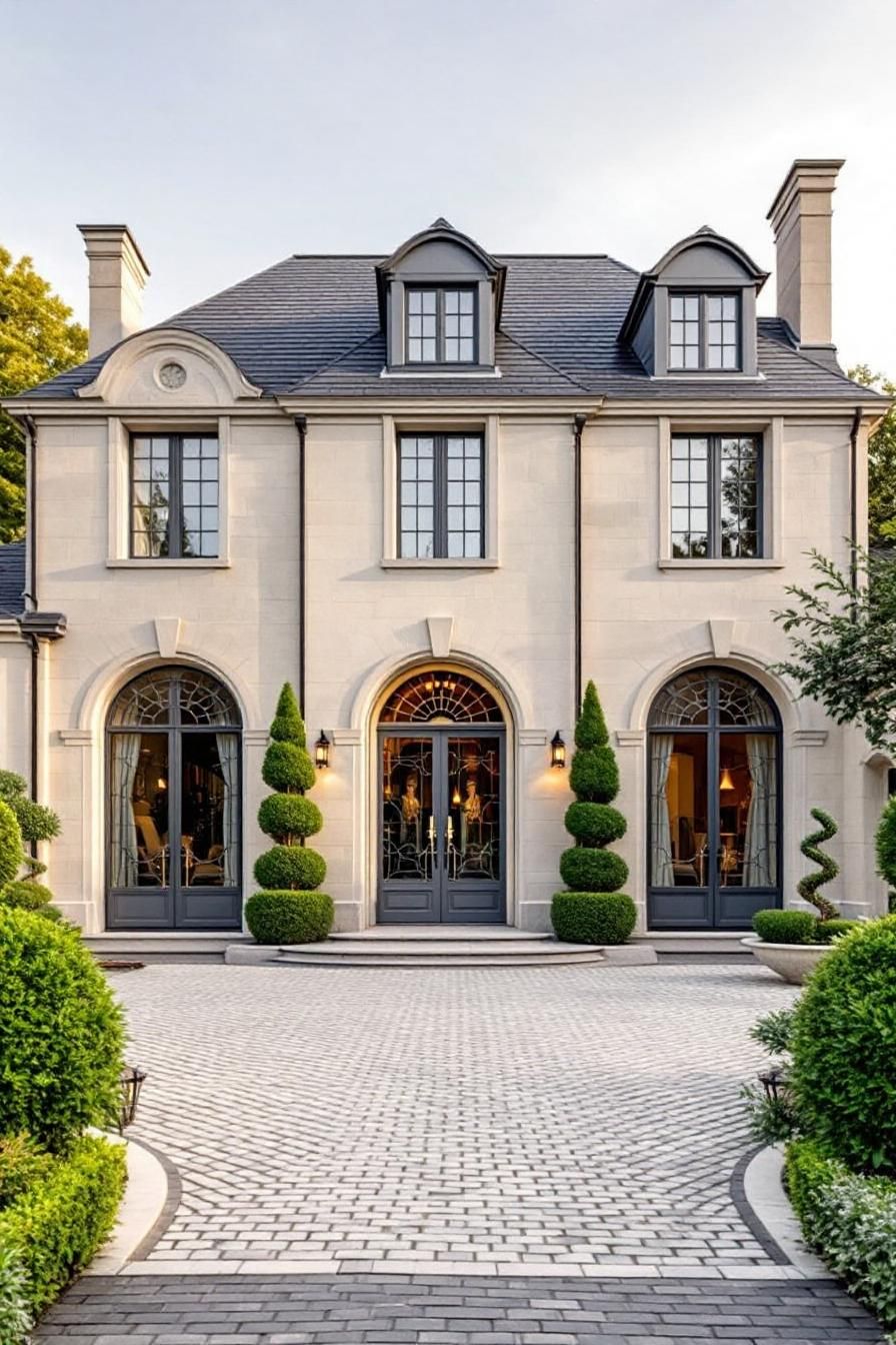 Elegant Stone Chateau with Topiary Delights