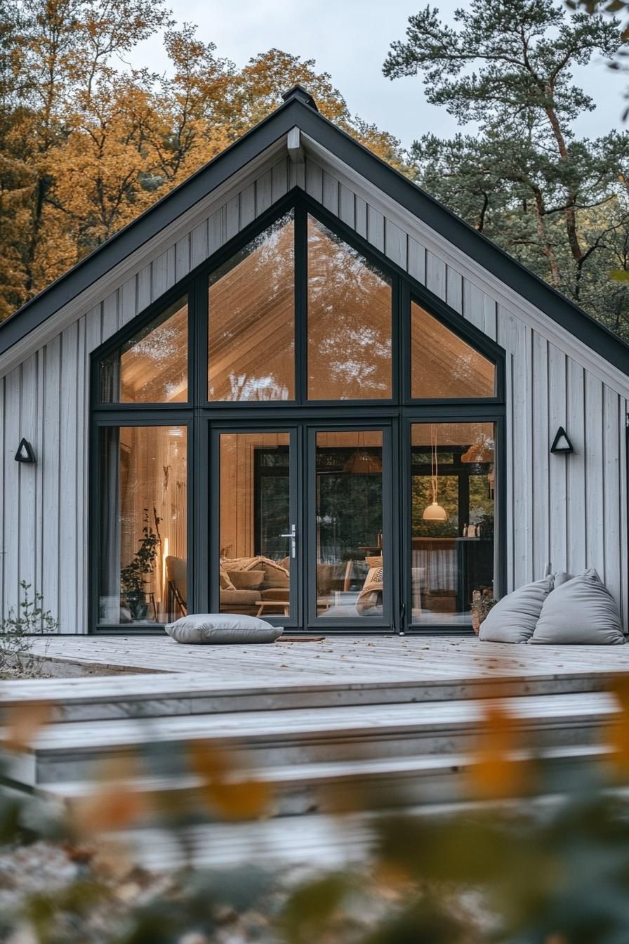 Modern barn house with large glass windows