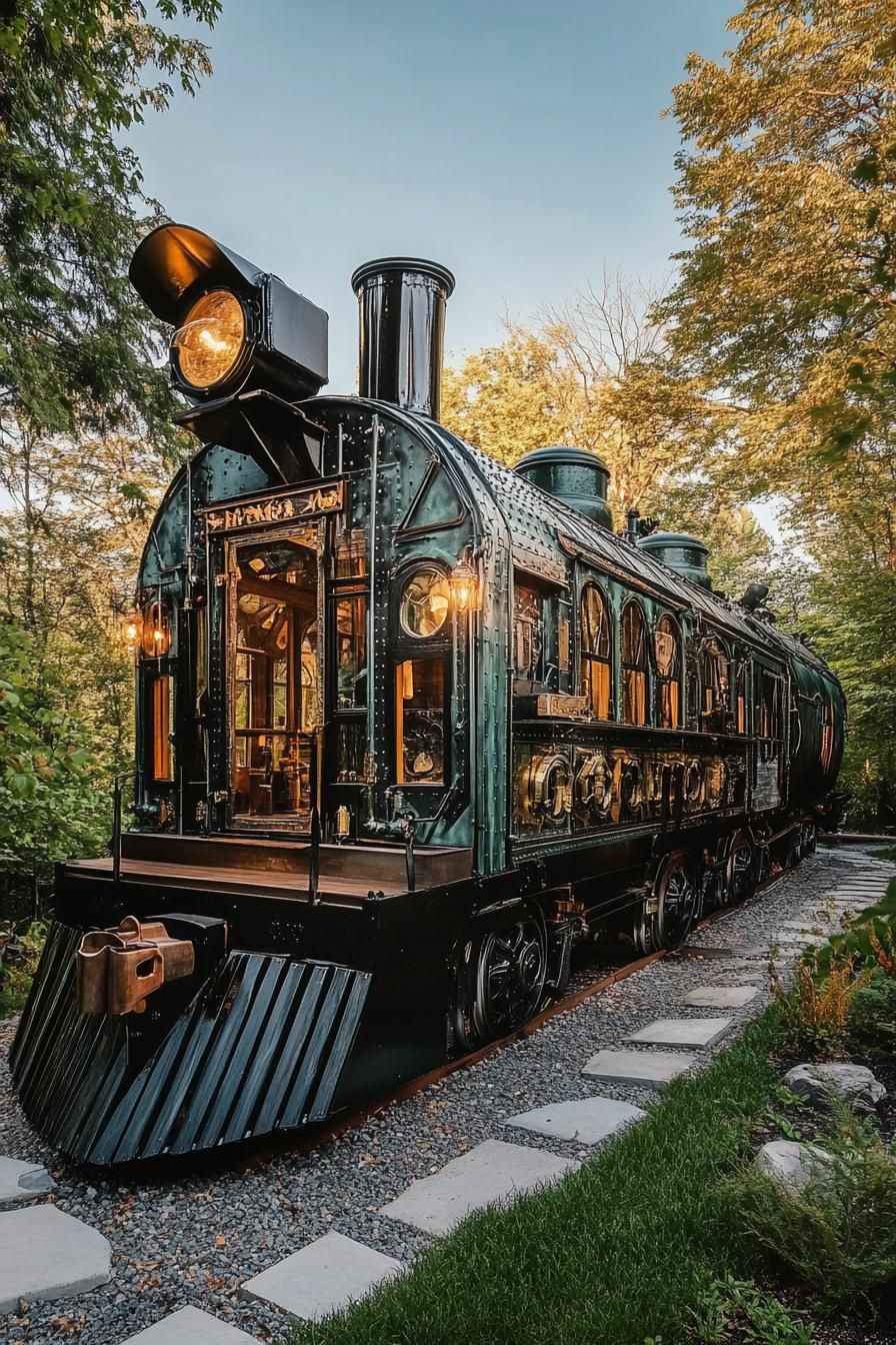 Whimsical Train Home in the Woods