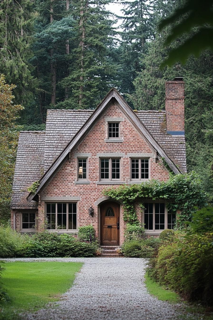 Brick cottage with steep gable roof