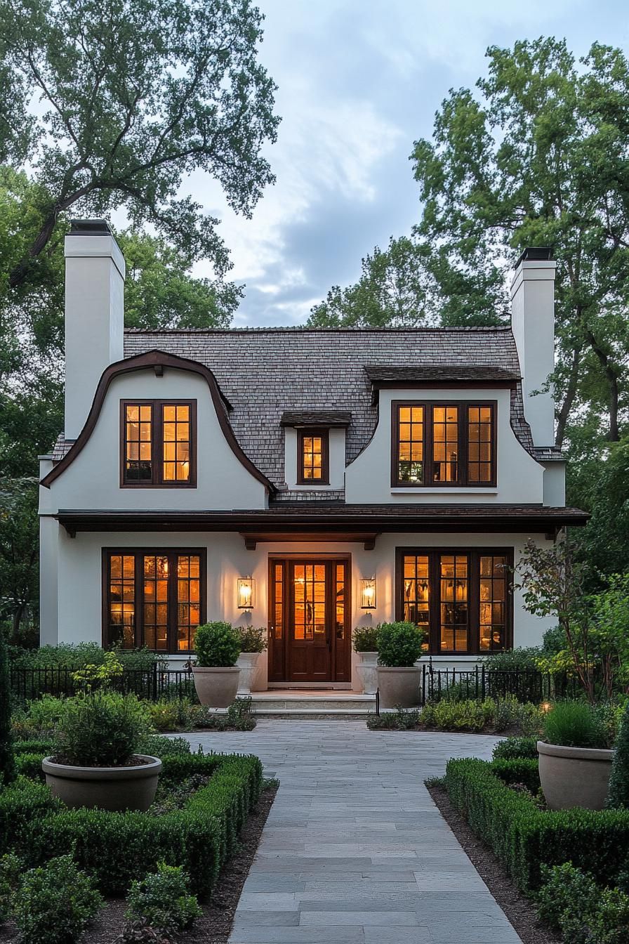 Charming, illuminated cottage with lush greenery