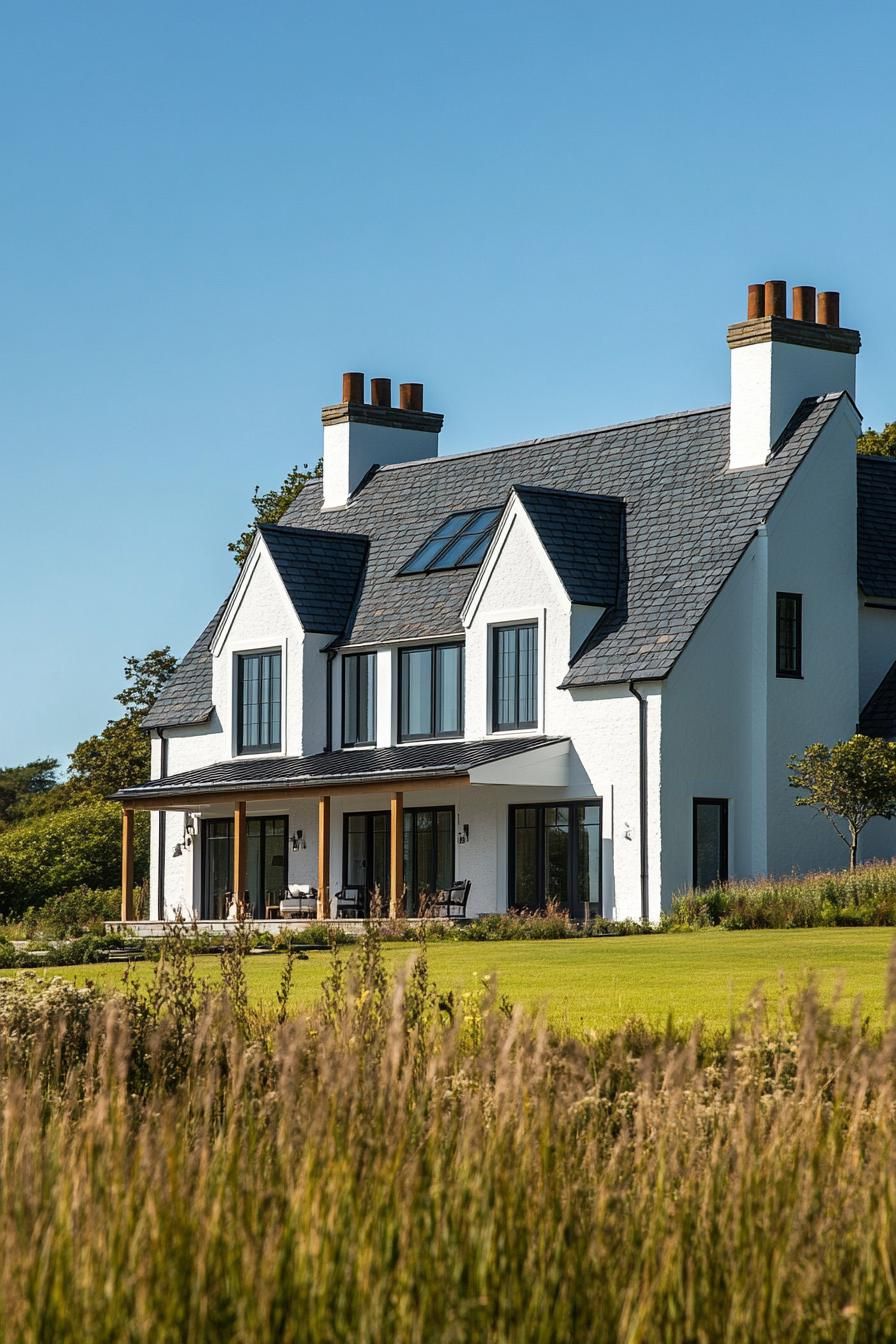 Majestic Meadow Mansion with Chimney Top Hats