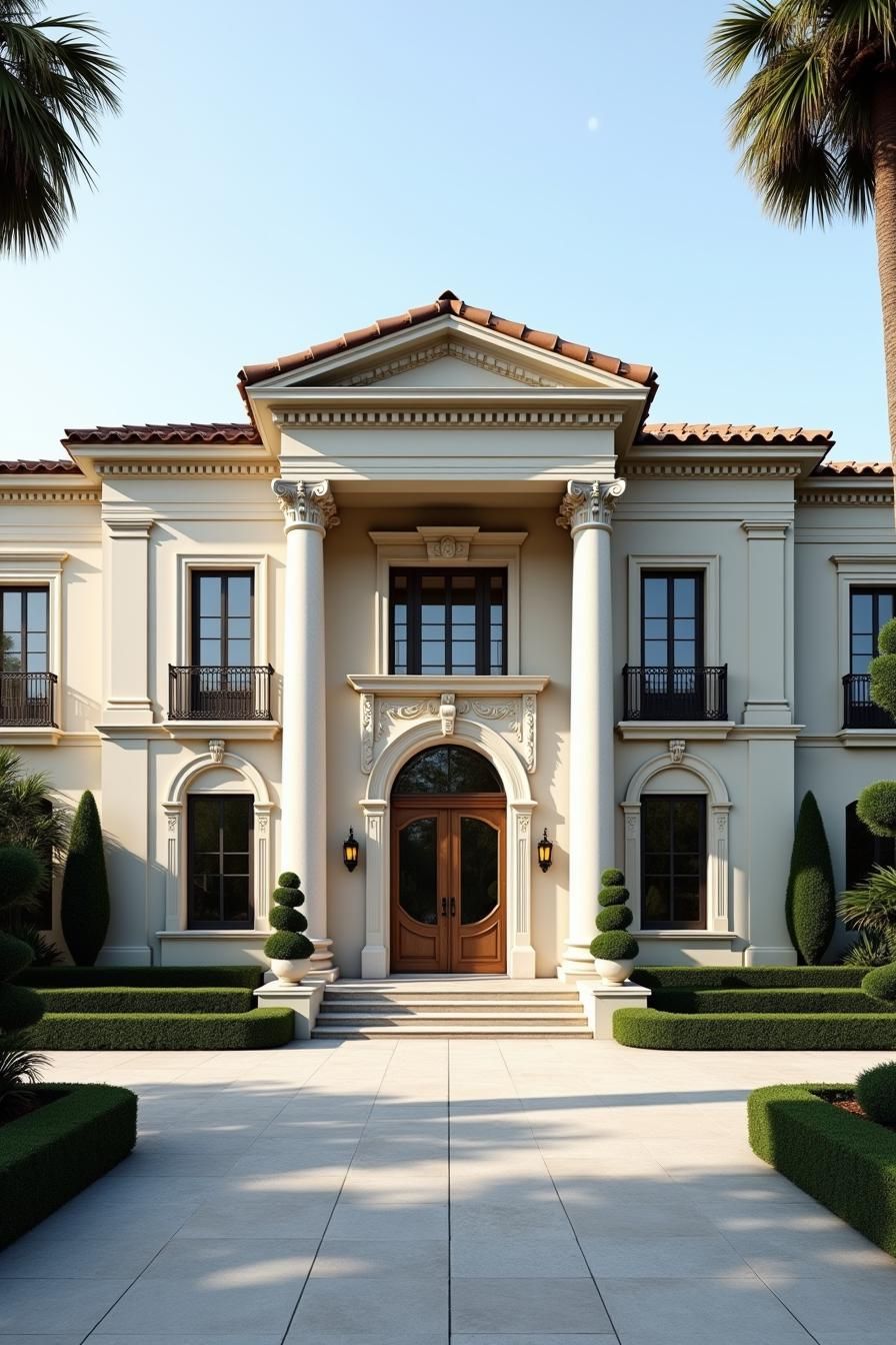 Luxurious mansion with tall columns