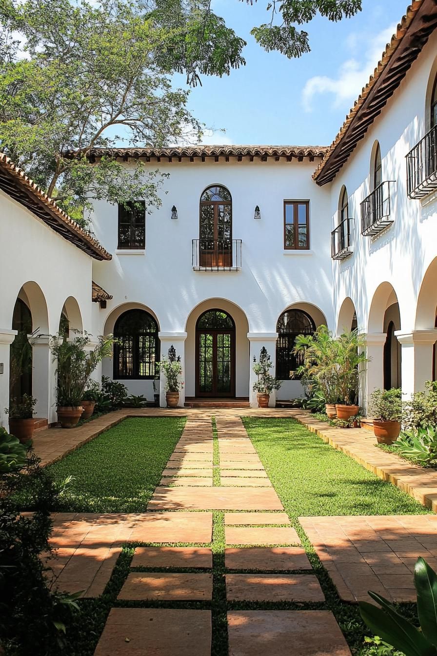 Elegant Spanish villa with arched entryways