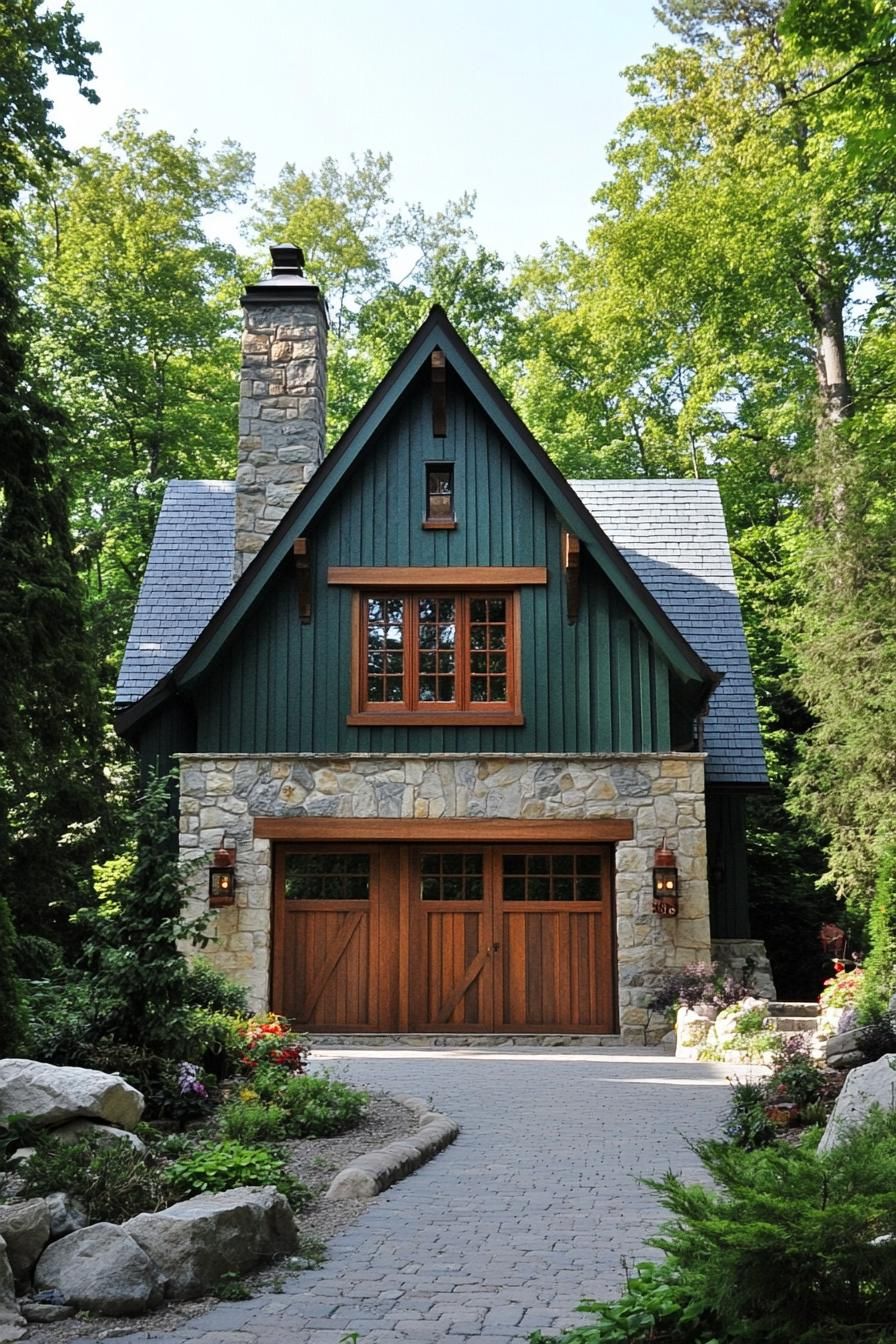 Quaint Stone Residence Wrapped in Woodsy Charm