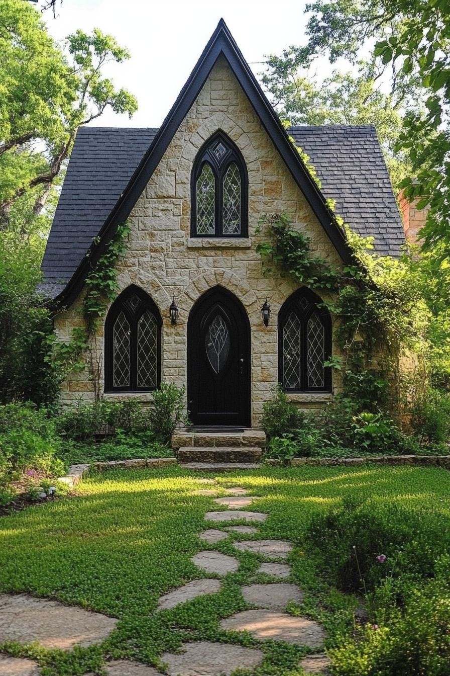 Charming stone cottage with lush greenery