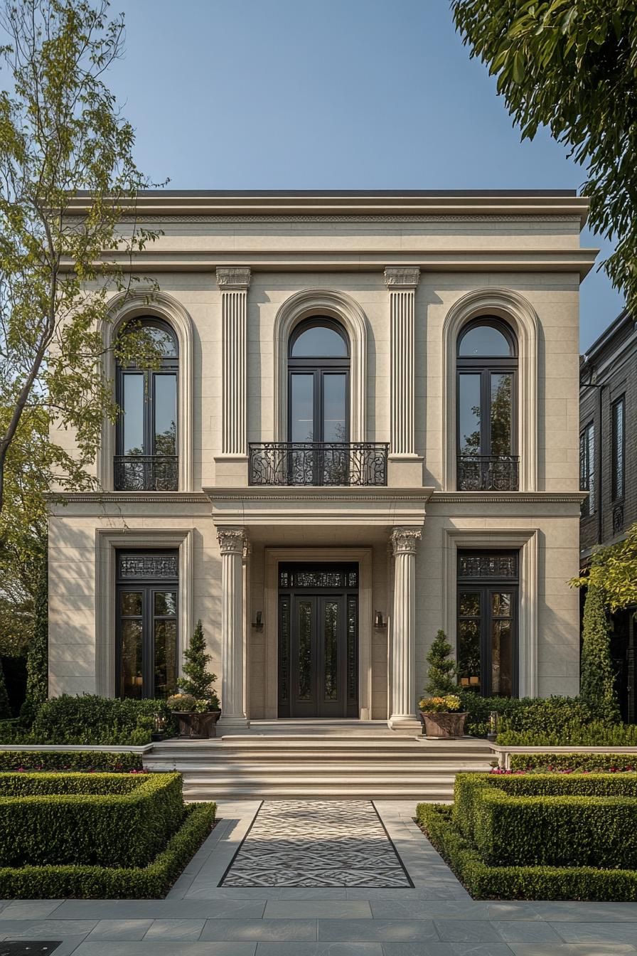 Elegant Neoclassical Symphony Under Clear Skies