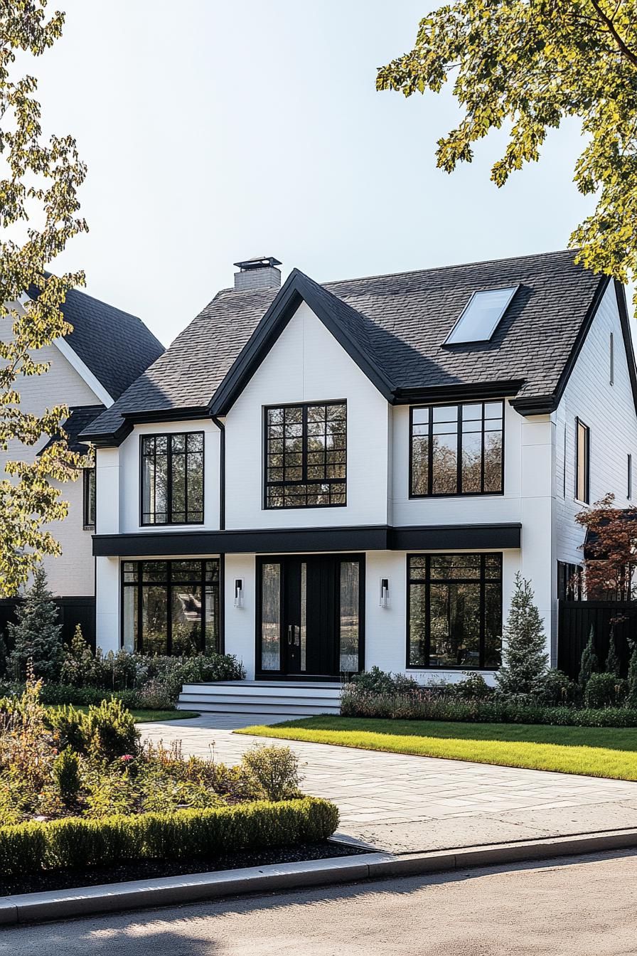 White house with dramatic black accents