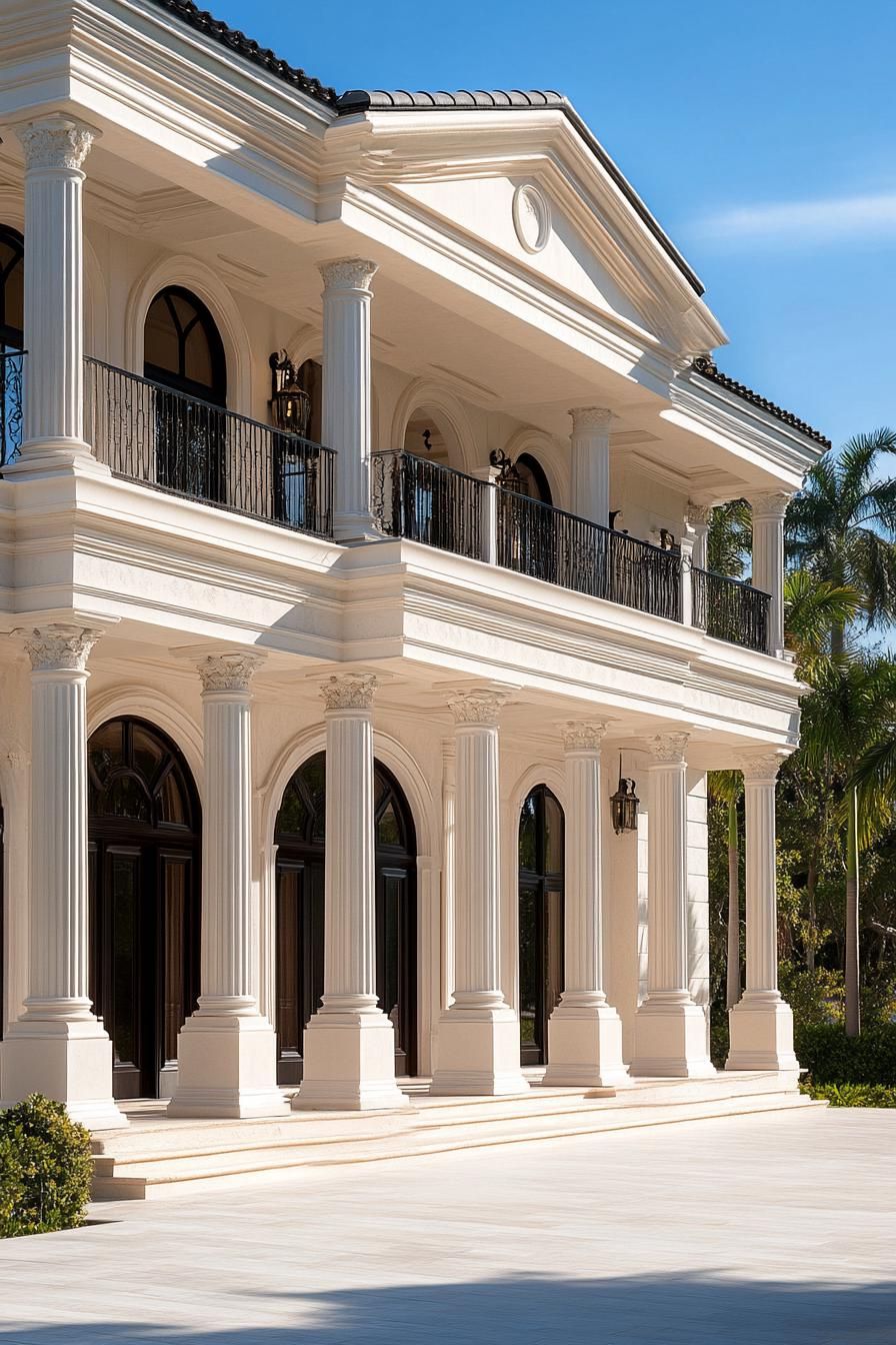 Luxurious mansion with grand columns and classic design