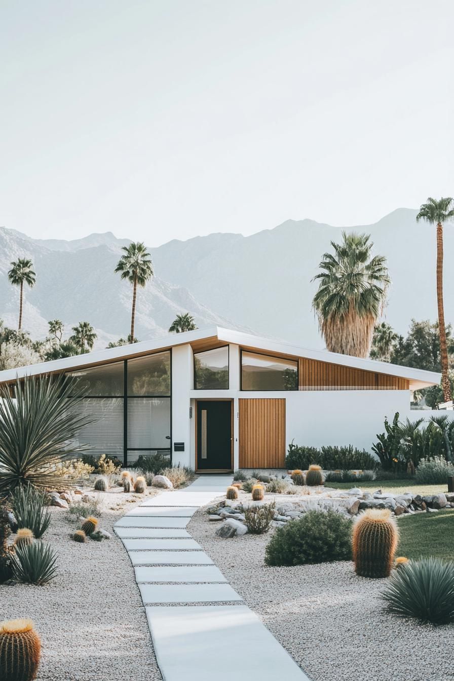 Mid-century house with mountains in the background