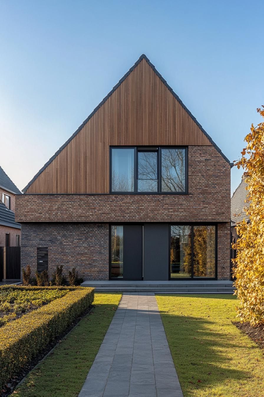 Brick house with a steep gabled roof