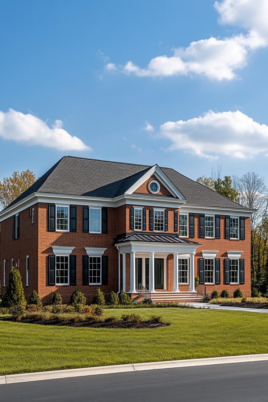 Charming Georgian home with red brick and black shutters