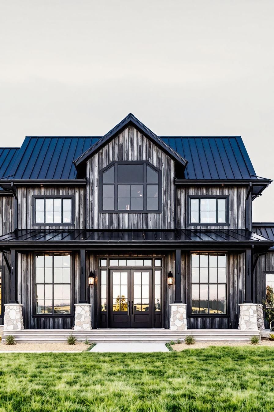 Modern house with black and wood exterior