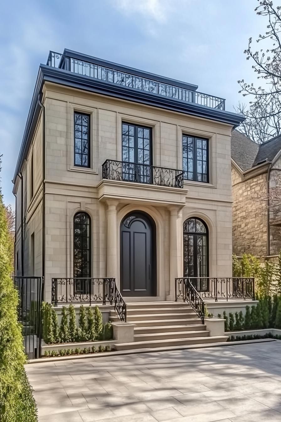 Elegant traditional home with stone facade