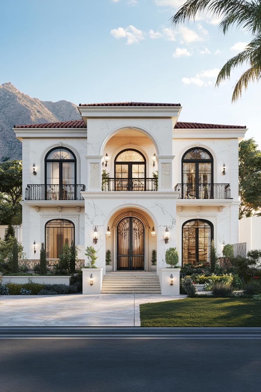 Elegant luxury home with arches and ornate details