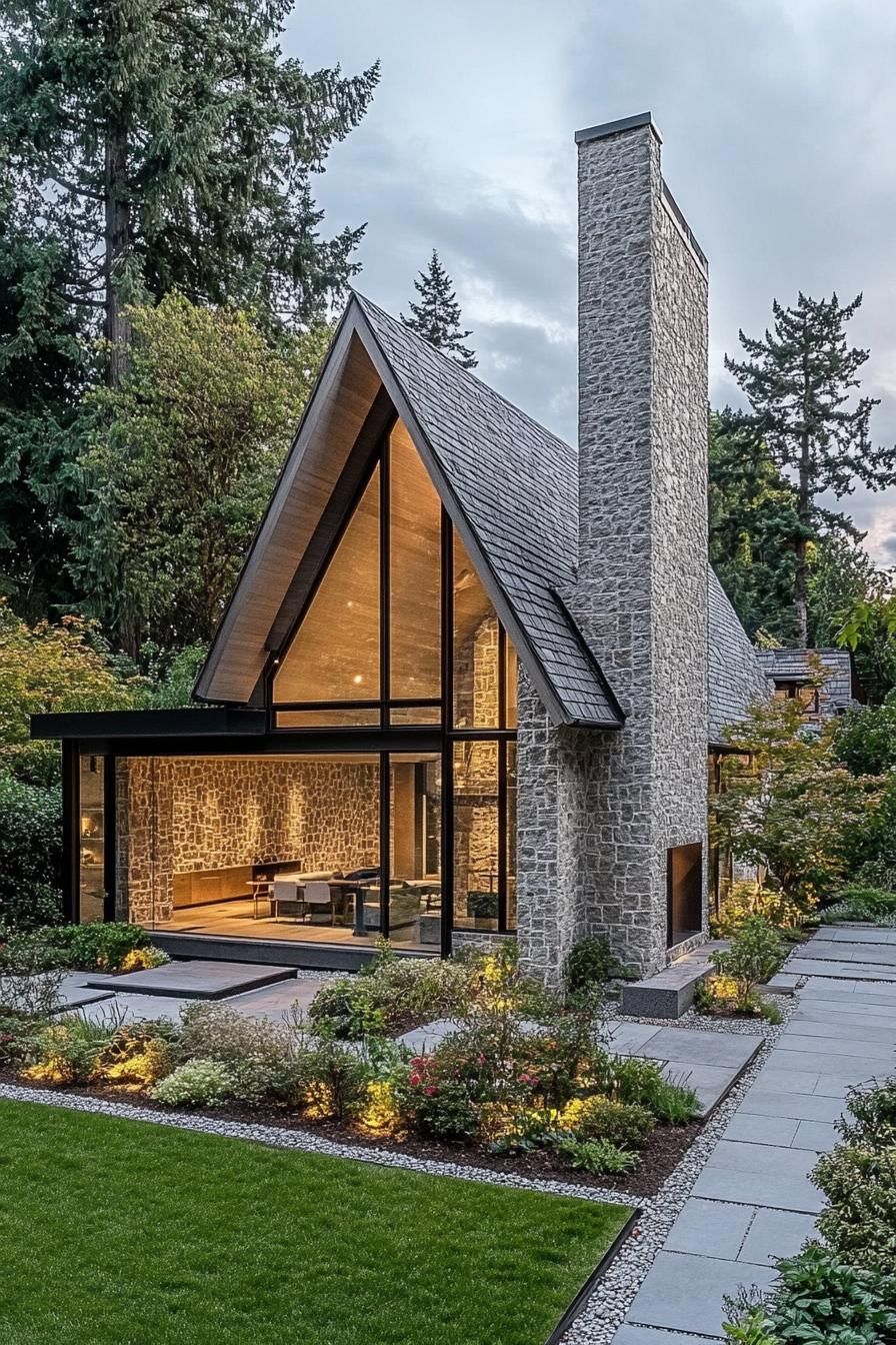 Charming stone house with a towering chimney