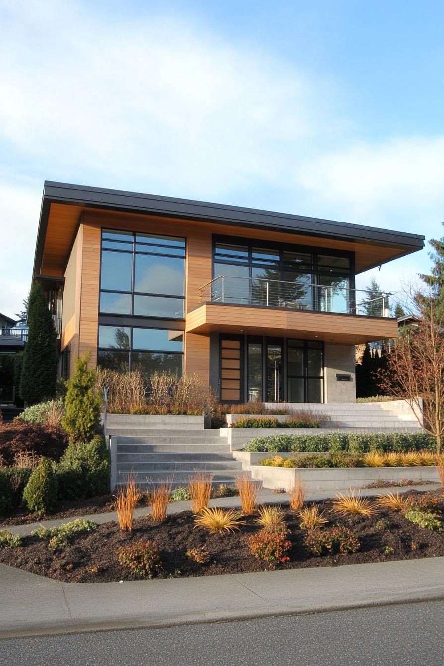 Contemporary house with a flat roof and large windows