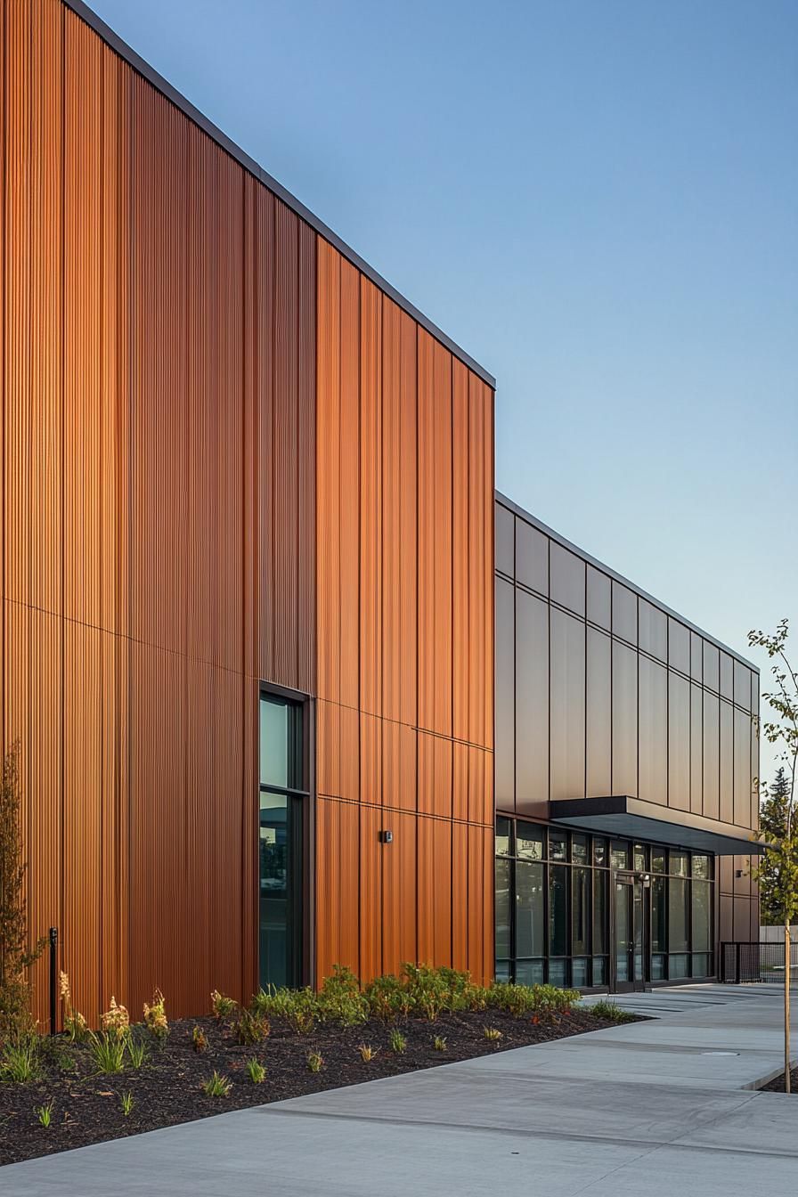 Modern building with vertical orange panels