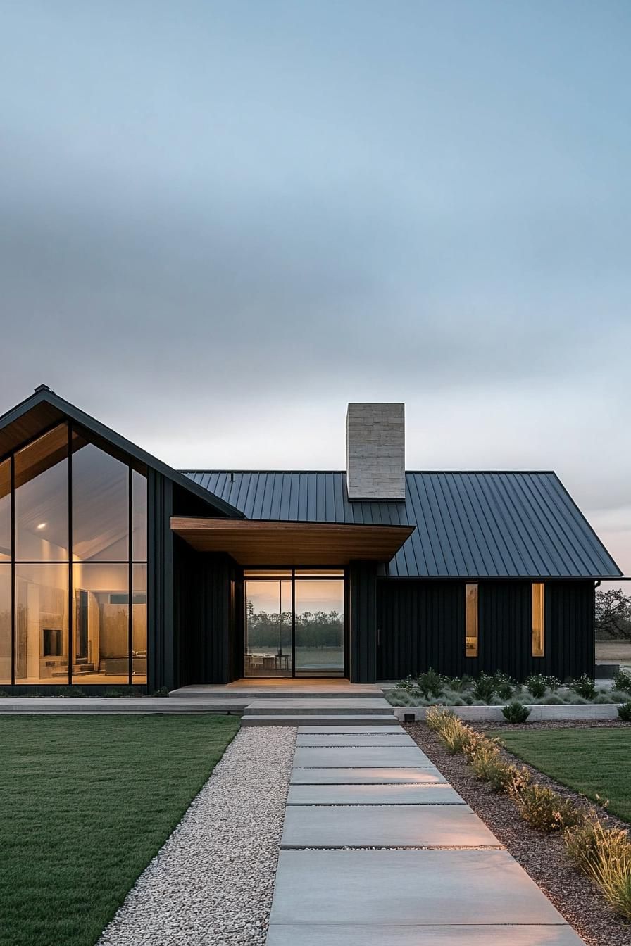 Modern barn home with glass and metal design