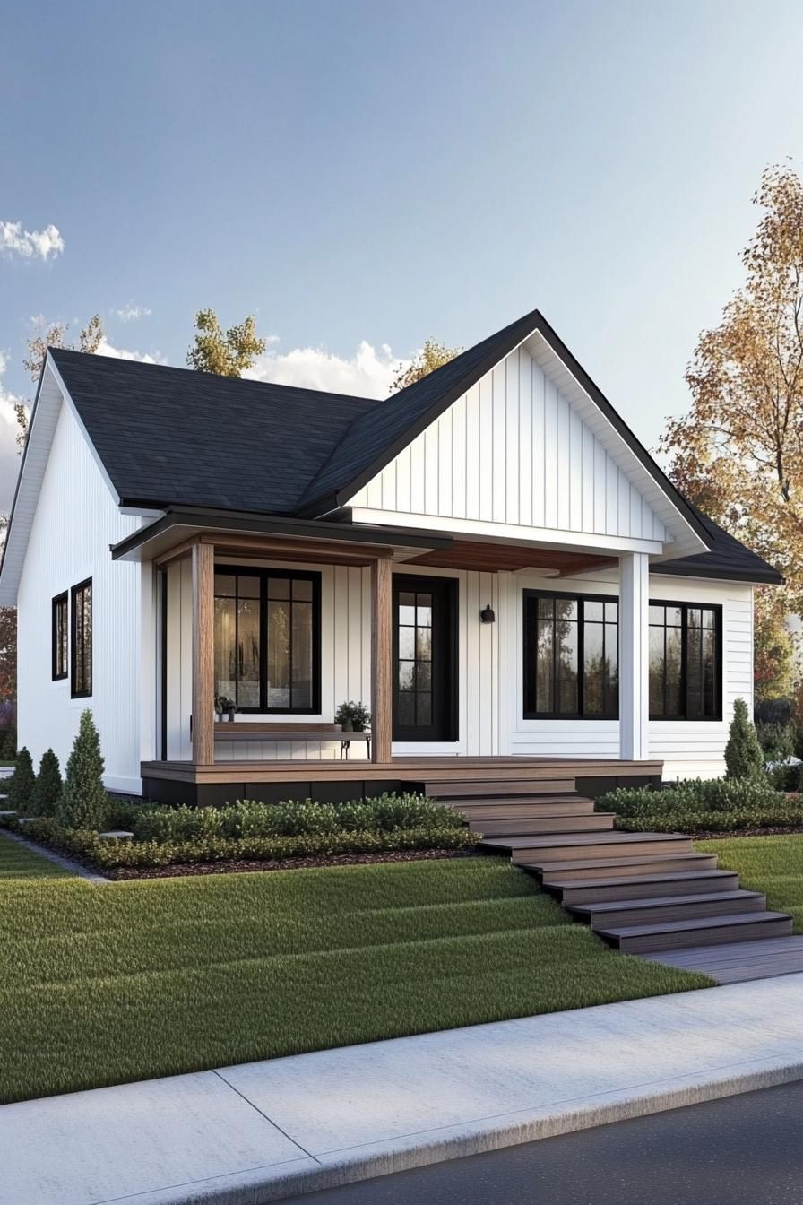 Modern one-story house with a cozy porch