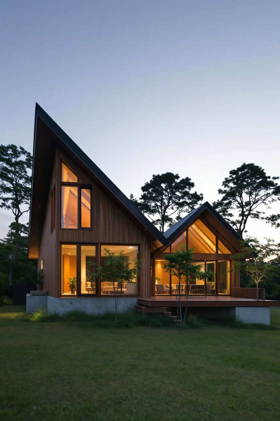 Modern Thai house with large triangular roof design