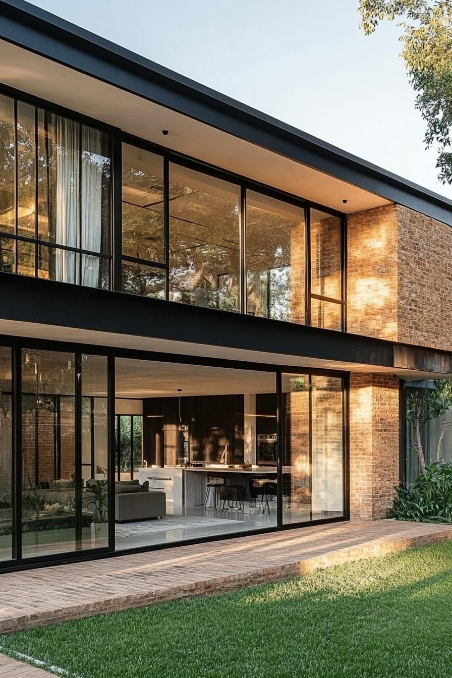 Glass and Brick Symphony in the Sunlight