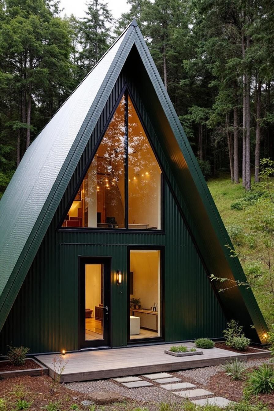 Triangular Treetop Retreat: Nature’s Green Apex