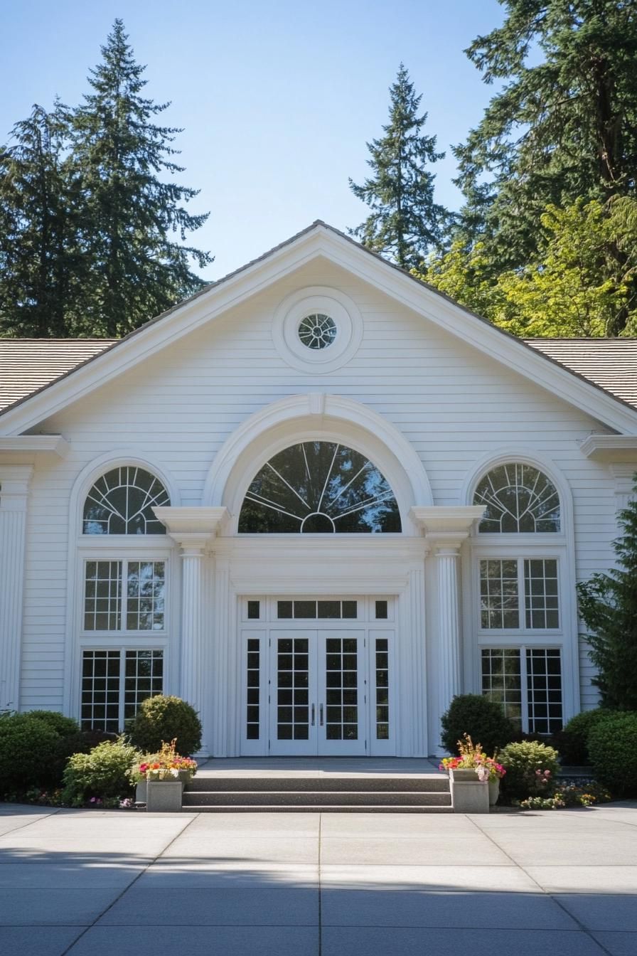 Classic white mansion with elegant windows