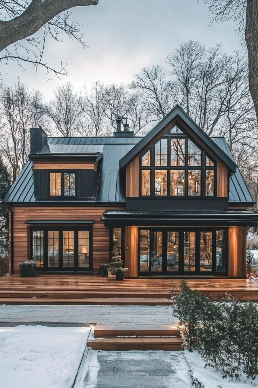 Scandinavian-style modern house with wood and glass exterior