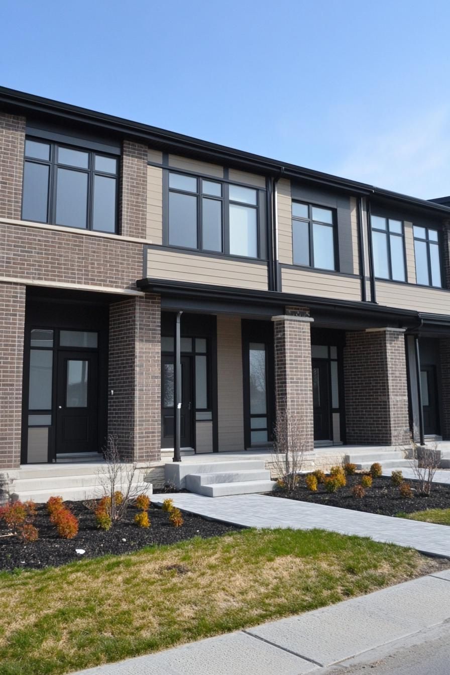 Modern townhouse with brick and panel exterior