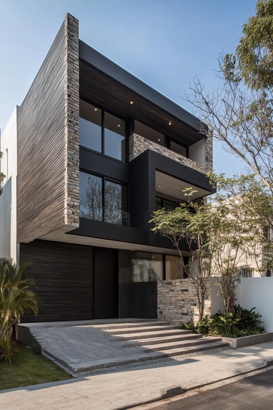 Modern house with stone and wood facade