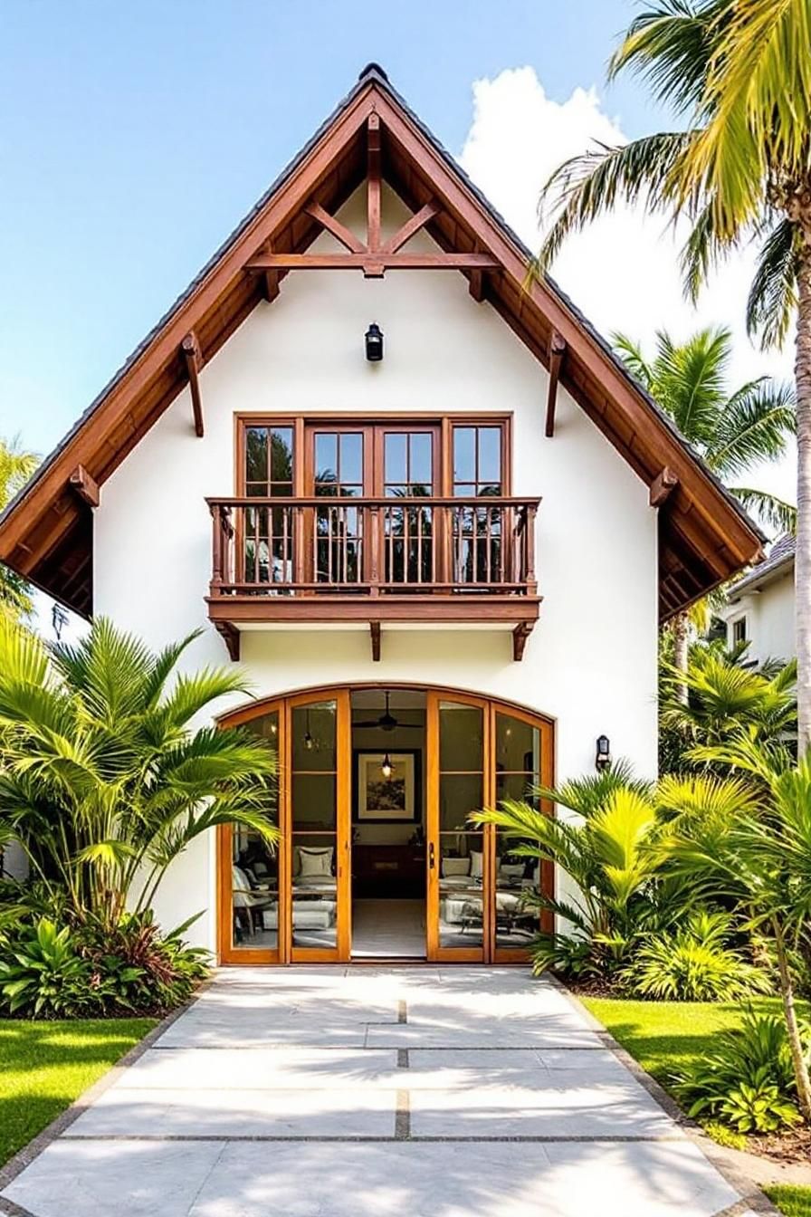 Cozy tropical cottage with wooden accents