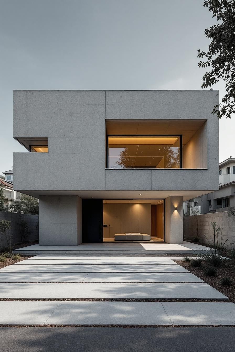 Modern concrete house with large windows and a sleek exterior