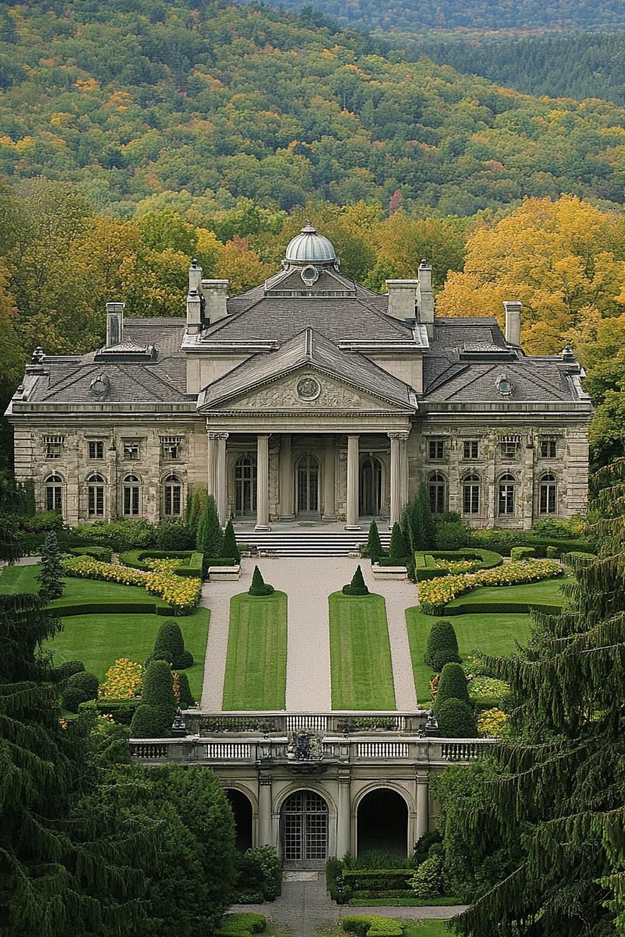 Classic mansion with manicured gardens