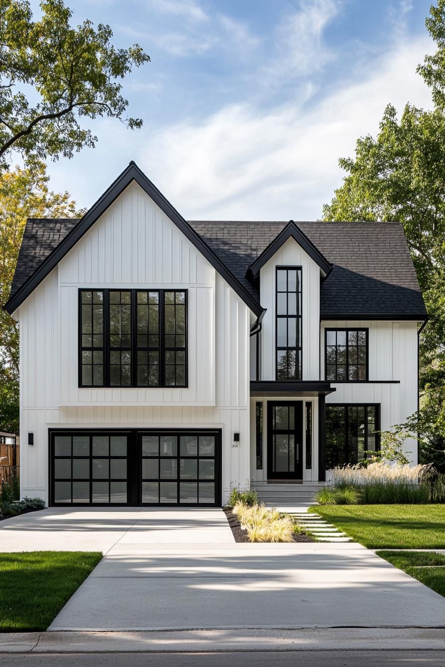 White house with striking black trim